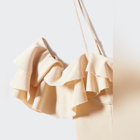 MANGO Ruffled shoulder dress - Picture 5 of 9